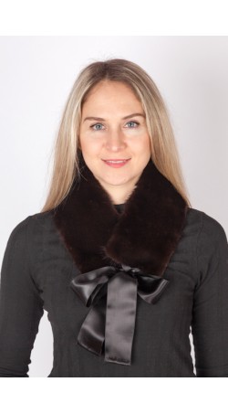 Black mink fur collar-neck warmer